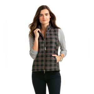 Vineyard Vines Tartan Plaid Puffer Vest Jet Black Women's Size: L